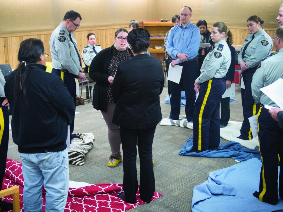 Instructors at the RCMP Academy in Regina, Sask., are trained on how to do the blanket exercise.